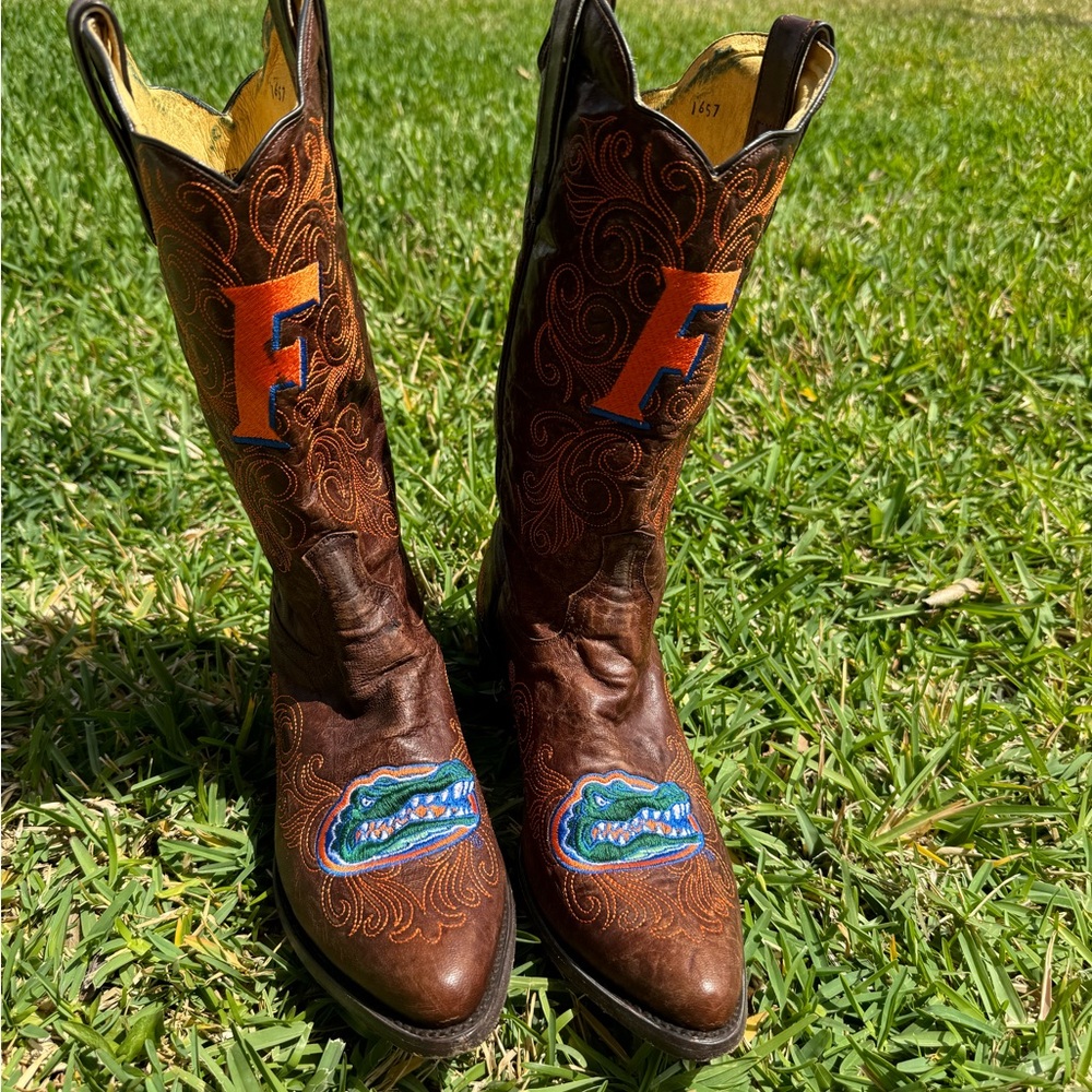 Mens GAMEDAY Florida Gators 🐊 Brown Embroidered Cowboy Boots SEXYY tecovas